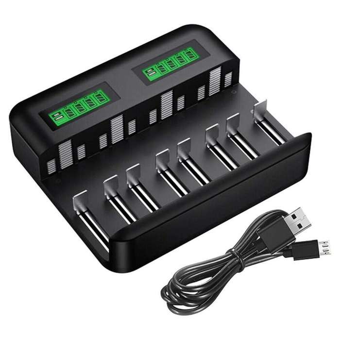 Smart Battery Charger 8 Slots LCD Display For AA/AAA/C/D Rechargeable Batteries - Battery Mate