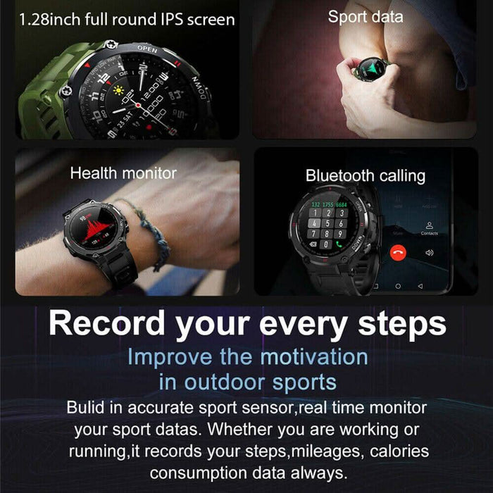 Smart Watch for Men with Bluetooth Call Sports Heart Rate Blood Pressure Oxygen Monitor | Black - Battery Mate