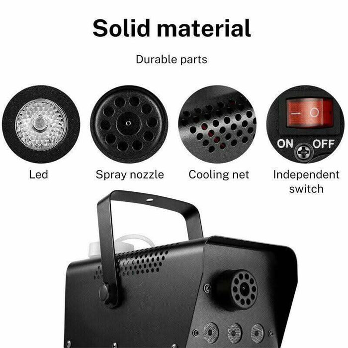 Smoke Machine RGB LED Party Club Disco DJ Effect Wireless Control-500W Fogger - Battery Mate