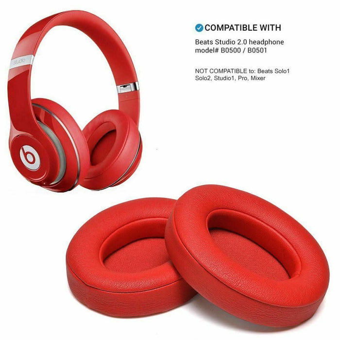 Soft Replacement Ear Pads for Beats by Dr. Dre Studio 2.0 3.0 Wired Wireless | Red - Battery Mate