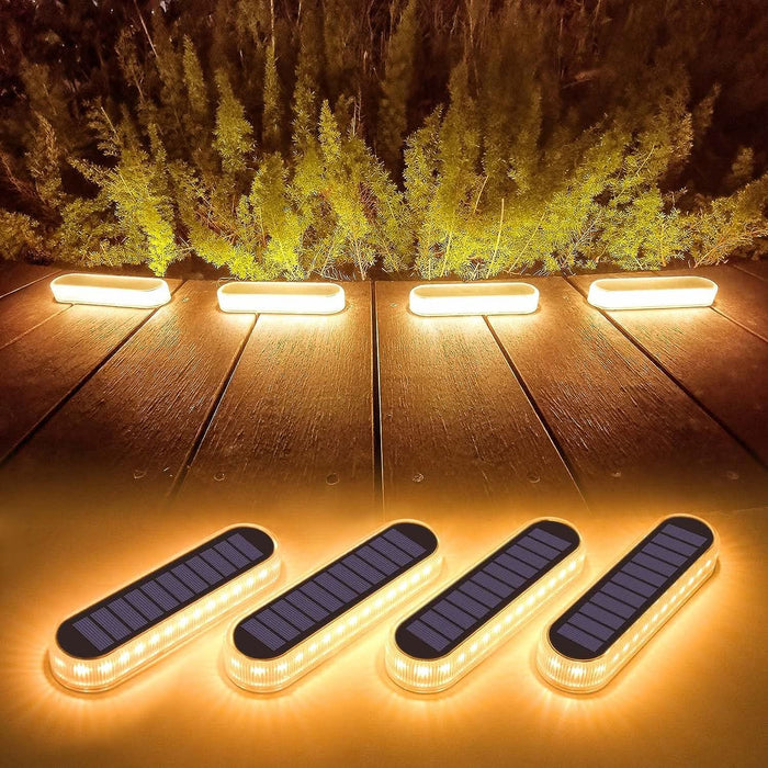 Solar Deck Lights, 4 Pack 40LM Solar Powered Step Lights, LED Dock Lights Outdoor In-Ground Lights IP68 Waterproof Auto ON/Off for Garden Stairs Driveway Pathway Lighting - Battery Mate