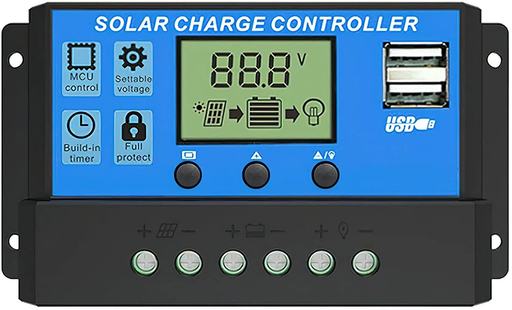 Solar Panel Charge Controller Regulator 12V/24V auto dual USB 20A Battery PWM - Battery Mate