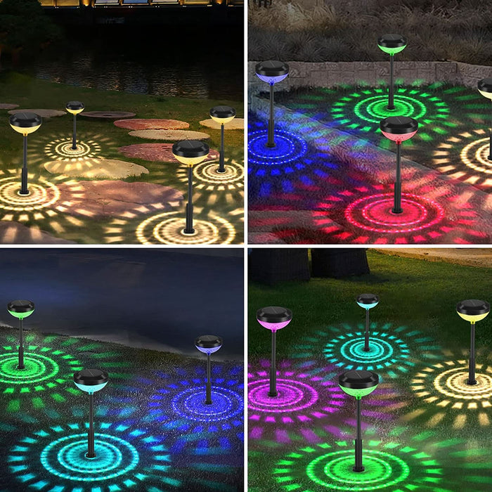 Solar Pathway Lights 4 Pack, Outdoor Garden Path Light, 2 Modes Brighter Color Changing Solar Powered IP65 Waterproof Solar Landscape Lighting - Battery Mate