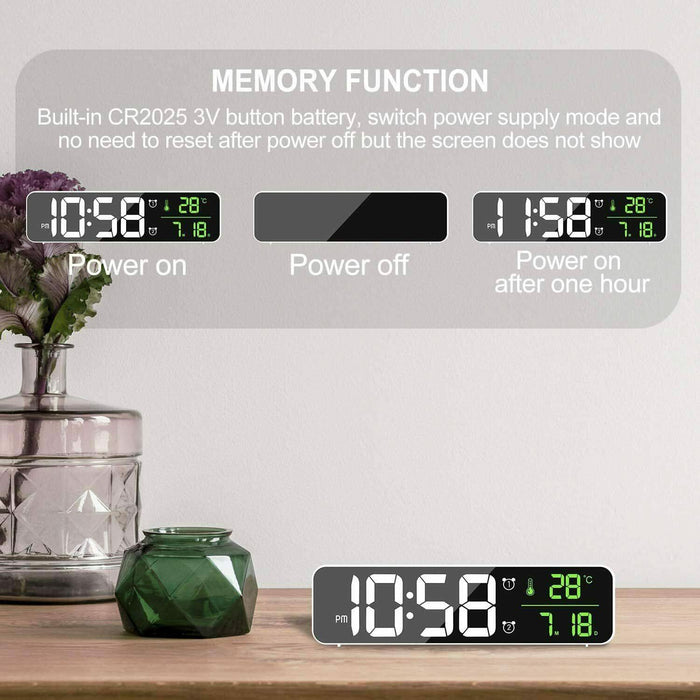 Table Clock with Temperature & Alarm | Modern Home Decor - Battery Mate