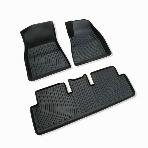 Tesla Model 3 All Weather Floor Rubber Mats Carpets Front & Rear Set 2017-2022 - Battery Mate