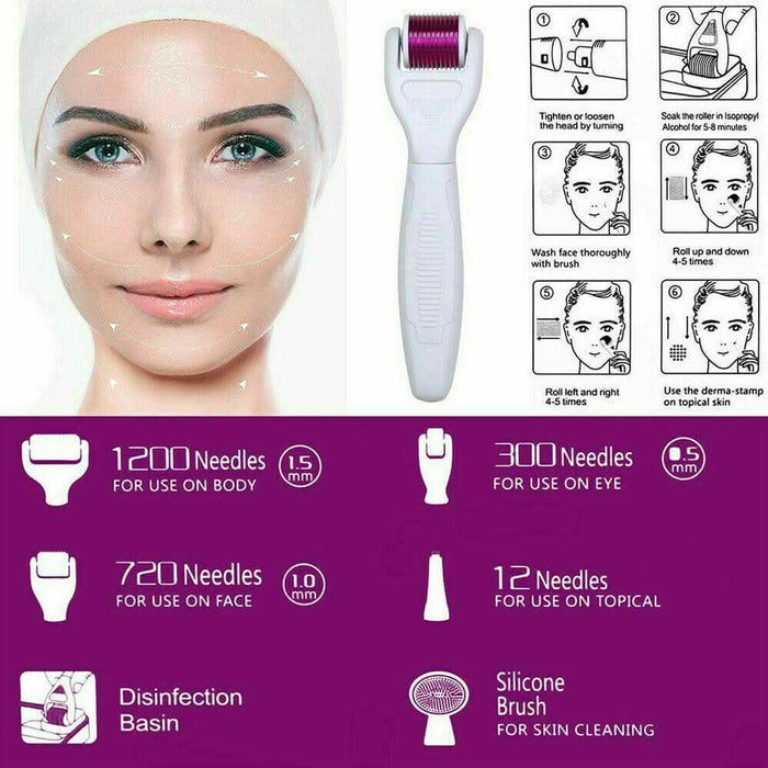 Titanium Derma Roller Dermaroller Kit Set Micro Needle Skin Care Anti Aging - Battery Mate