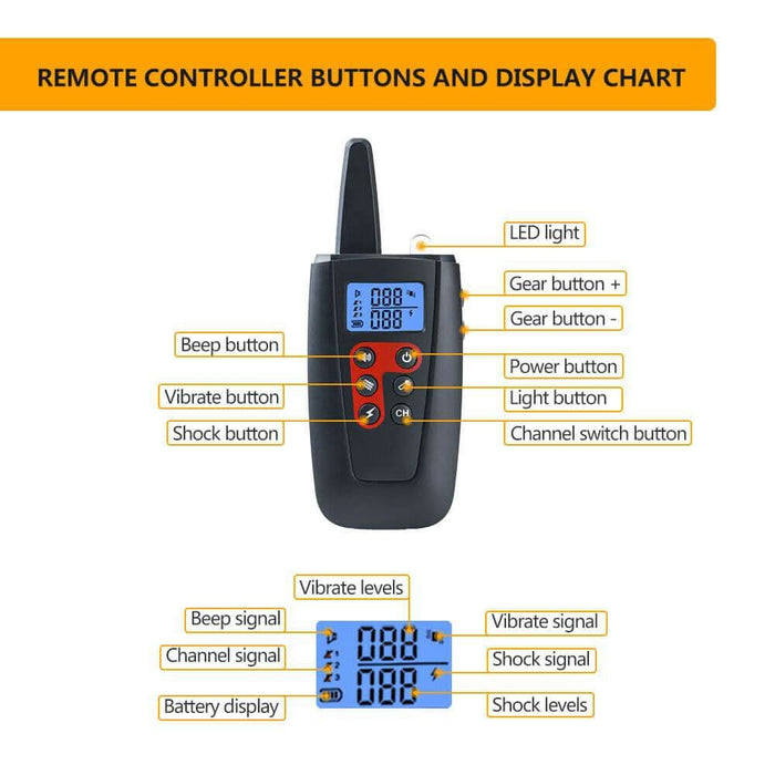 Training Electric Dog Pet E-Collar Obedience Remote Control Anti Bark-Shock - Battery Mate