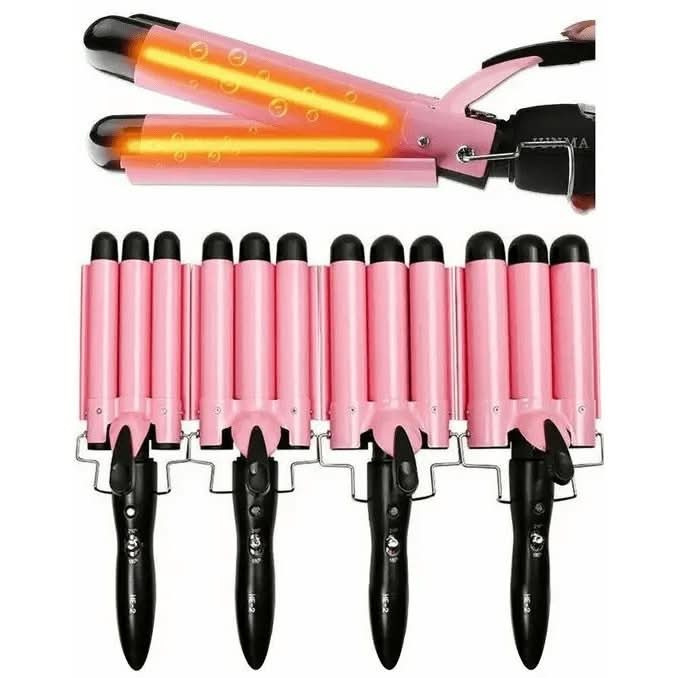 Triple 3 Barrel Ceramic Hair Curler Curling Iron Salon Styler Crimper Waver Hot [25mm] - Battery Mate