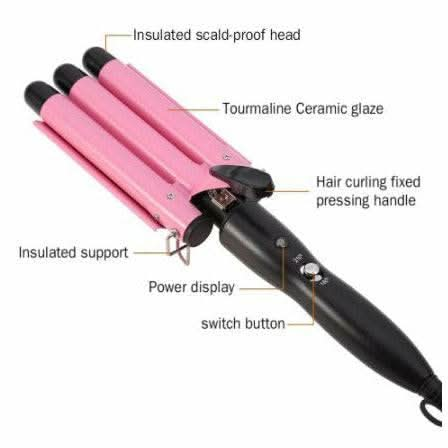 Triple 3 Barrel Ceramic Hair Curler Curling Iron Salon Styler Crimper Waver Hot [32mm] - Battery Mate