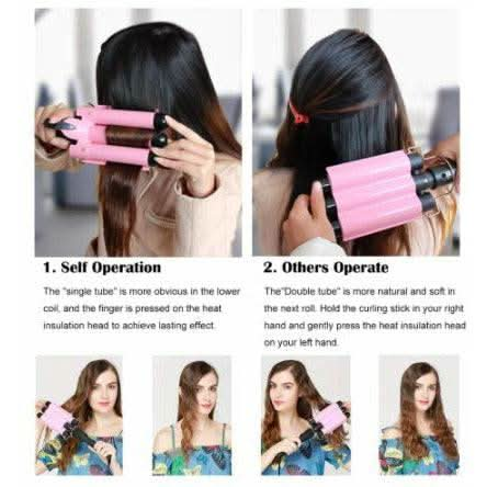 Triple 3 Barrel Ceramic Hair Curler Curling Iron Salon Styler Crimper Waver Hot [32mm] - Battery Mate