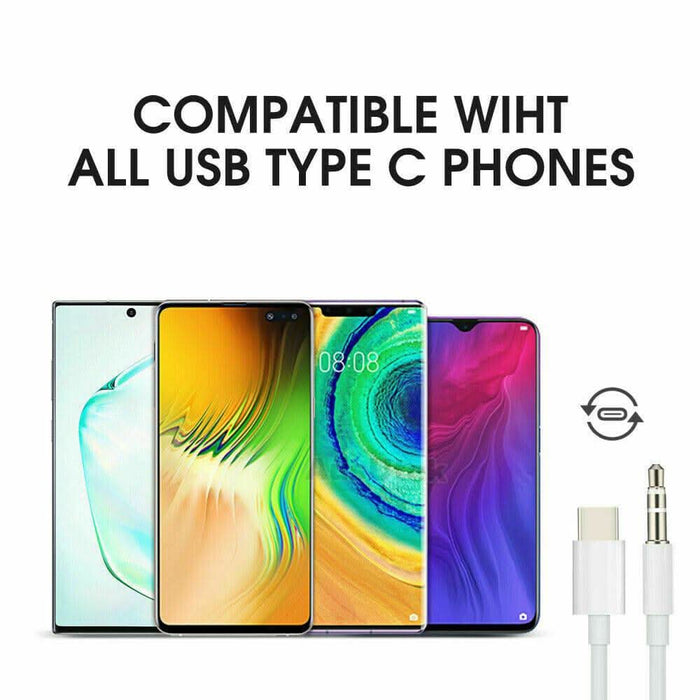 Type C USB-C to 3.5mm Male Audio AUX Cable Adapter For Car Stereo - Battery Mate