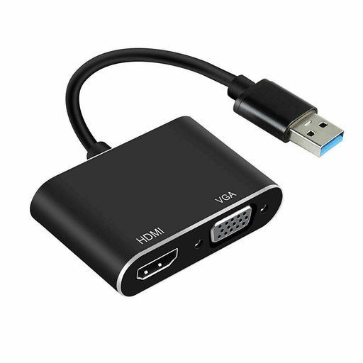 USB 3.0 to HDMI + VGA Full HD 1080p Video Adapter Cable Converter for PC - Battery Mate