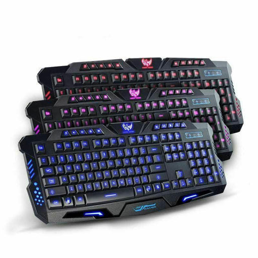 USB Gaming Keyboards LED Backlit 3 Colors Backlight Illuminated - Battery Mate