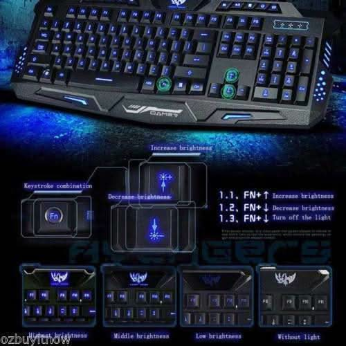 USB Gaming Keyboards LED Backlit 3 Colors Backlight Illuminated - Battery Mate