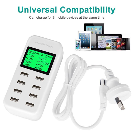 USB Hub Charging Station 8 port Phone Charger Multi Dock Charger Power Adapter - Battery Mate