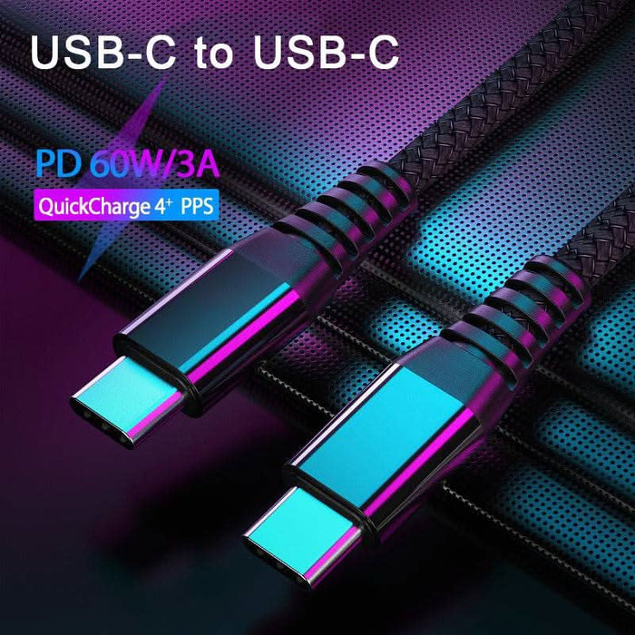 USB Type-C to USB C 3.1 Male to Male Sync PD Charging Cable Type C to Type C Mac - Battery Mate