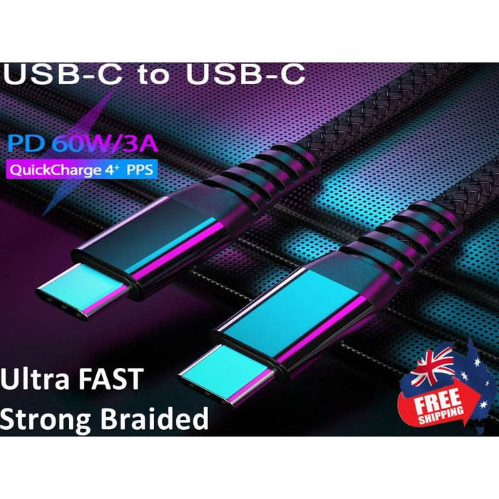 USB Type-C to USB C 3.1 Male to Male Sync PD Charging Cable Type C to Type C Mac - Battery Mate