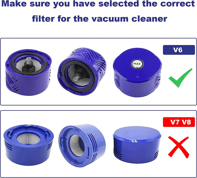V6 Replacement Vacuum Filter for Dyson V6 Cordless Stick Vacuum for Dyson V6 Absolute Cordless Stick Vacuums Replaces Part 965661-01 and 966741-01 (Post Filters+ Pre Filters) - Battery Mate