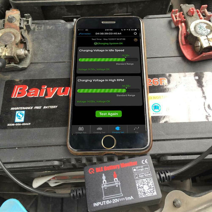 Vehicle Battery Monitor Via Bluetooth 4.0 Voltage Meter Auto Alarm Tester 12V - Battery Mate