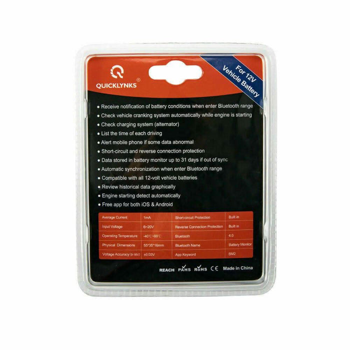 Vehicle Battery Monitor Via Bluetooth 4.0 Voltage Meter Auto Alarm Tester 12V - Battery Mate