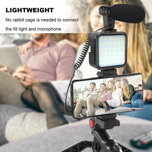 Vlogging LED Light Mobile Smartphone Vlog Kit Phone Video Selfie Stand Tripod Au - Battery Mate