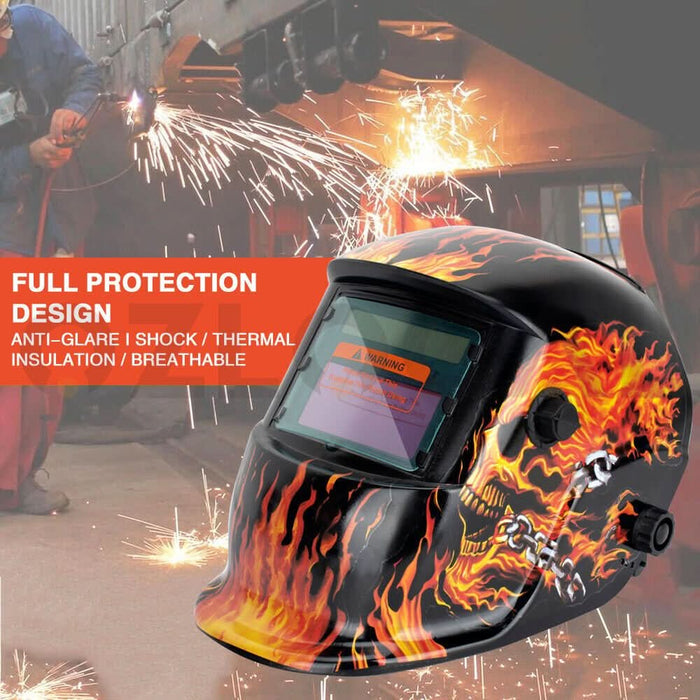 Welding Helmet Auto darkening Large View ARC TIG MIG Solar & Battery - Battery Mate