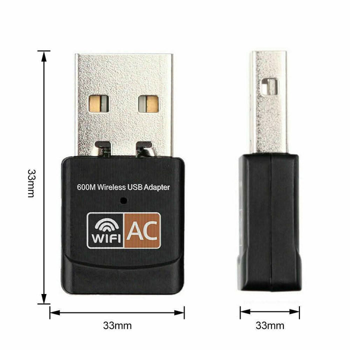 WiFi Wireless Dongle Dual Band 600Mbps AC600 Lan Network Adapter 2.4GHz 5GHz - Battery Mate