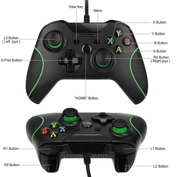 Wired USB Controller Gamepad Compatible for Microsoft Xbox One / Slim / PC Windows - Battery Mate