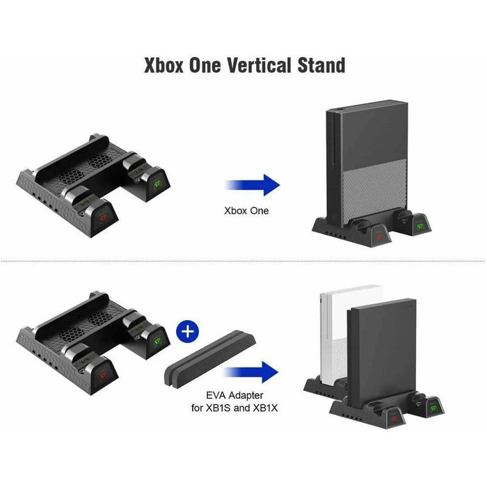 Xbox One Vertical Charger Stand with Cooling Fan - Dual Charging Docking Station - Battery Mate